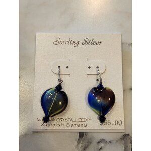Sterling Silver Heart Earrings With Crystalized Swarovski Elements